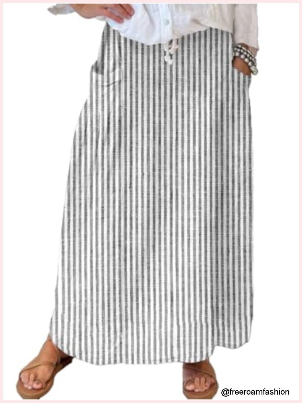 Women's High Waist Maxi Skirt Cotton Floral Retro A-Line Long Skirt with Pockets